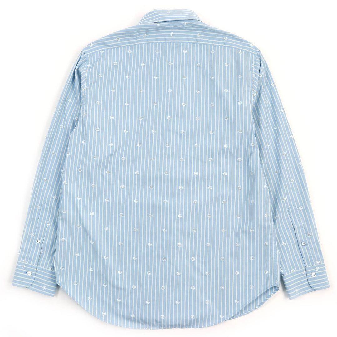 GUCCI Long sleeve shirt 625888 Main: 100% cotton Light blue white GG striped fil coup cotton shirt mens 39|15 1/2 Used Authentic