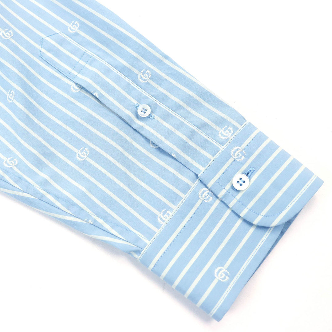GUCCI Long sleeve shirt 625888 Main: 100% cotton Light blue white GG striped fil coup cotton shirt mens 39|15 1/2 Used Authentic