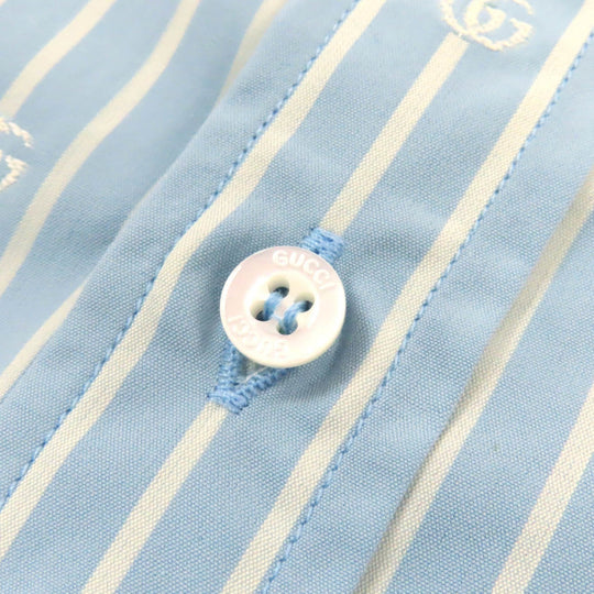GUCCI Long sleeve shirt 625888 Main: 100% cotton Light blue white GG striped fil coup cotton shirt mens 39|15 1/2 Used Authentic