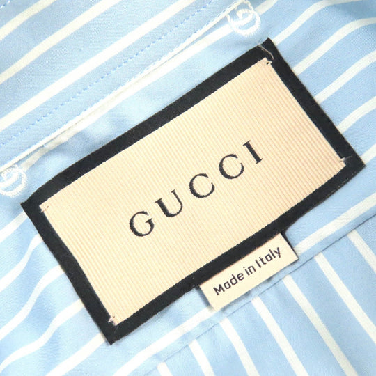 GUCCI Long sleeve shirt 625888 Main: 100% cotton Light blue white GG striped fil coup cotton shirt mens 39|15 1/2 Used Authentic