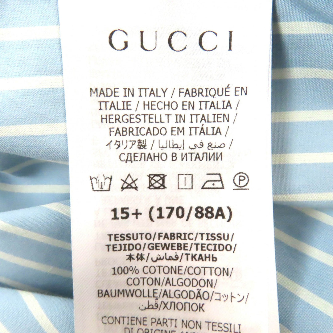 GUCCI Long sleeve shirt 625888 Main: 100% cotton Light blue white GG striped fil coup cotton shirt mens 39|15 1/2 Used Authentic