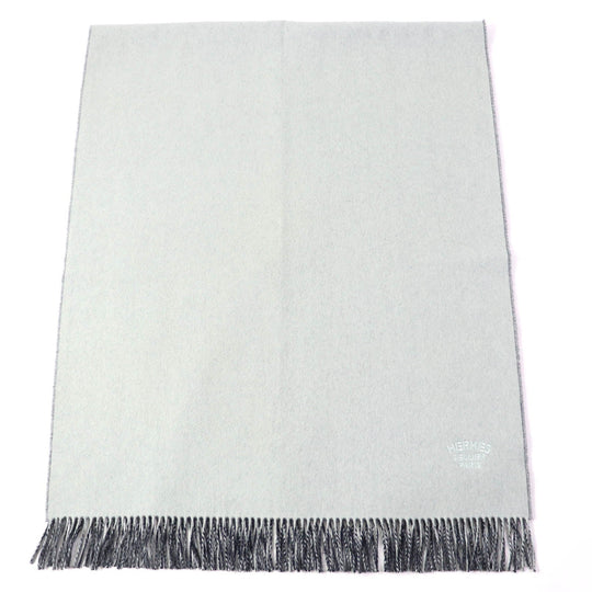 HERMES Stall Main: 100% cashmere Ice Blue Navy Women Used Authentic
