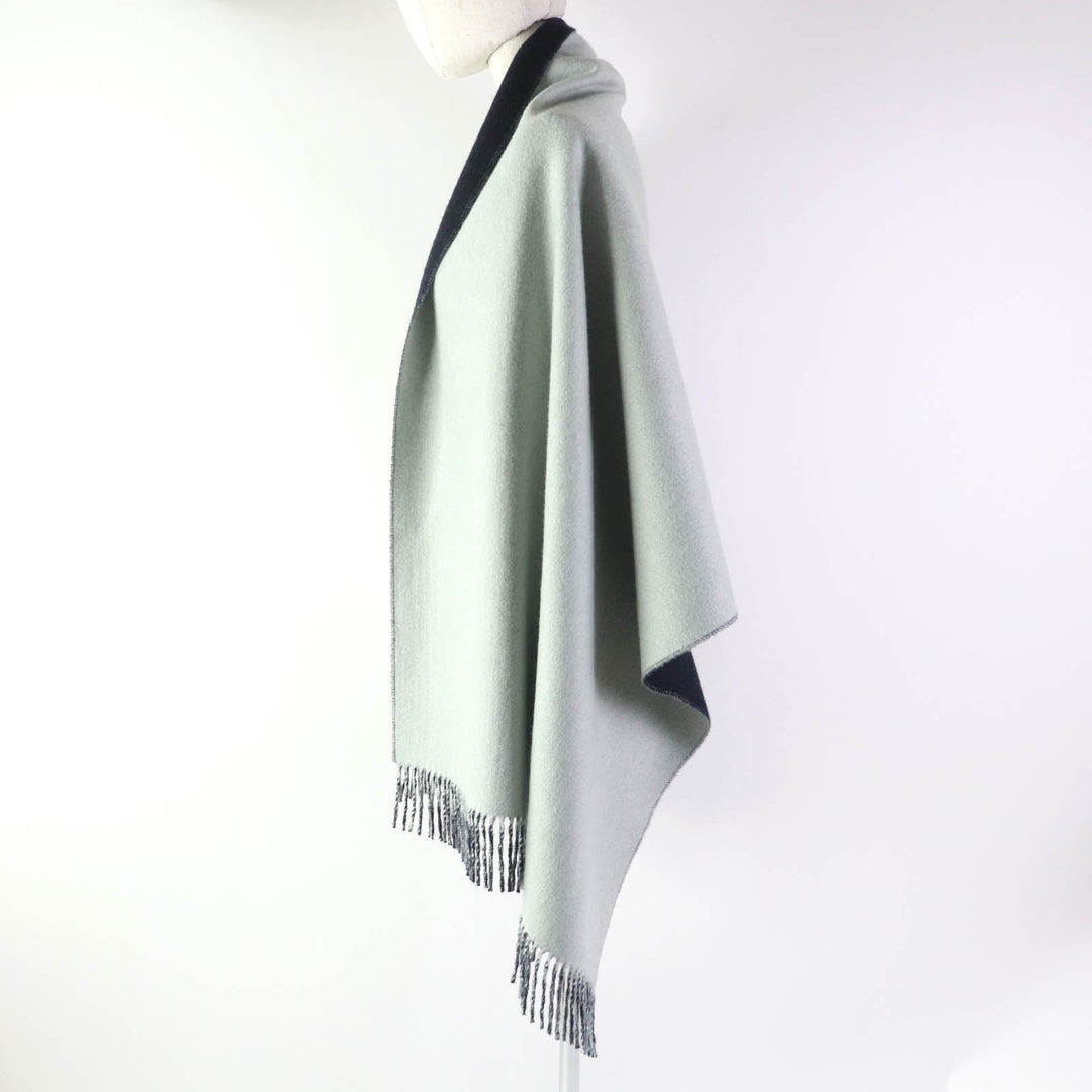 HERMES Stall Main: 100% cashmere Ice Blue Navy Women Used Authentic