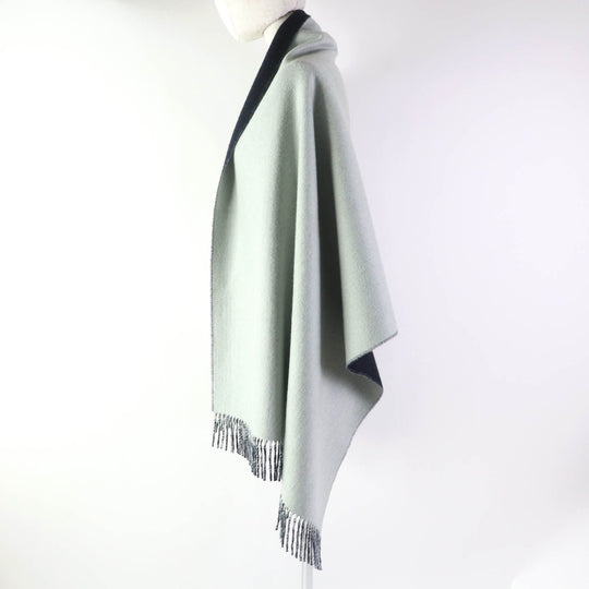 HERMES Stall Main: 100% cashmere Ice Blue Navy Women Used Authentic