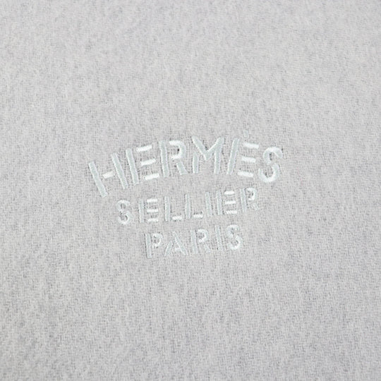HERMES Stall Main: 100% cashmere Ice Blue Navy Women Used Authentic