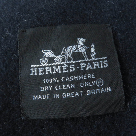 HERMES Stall Main: 100% cashmere Ice Blue Navy Women Used Authentic