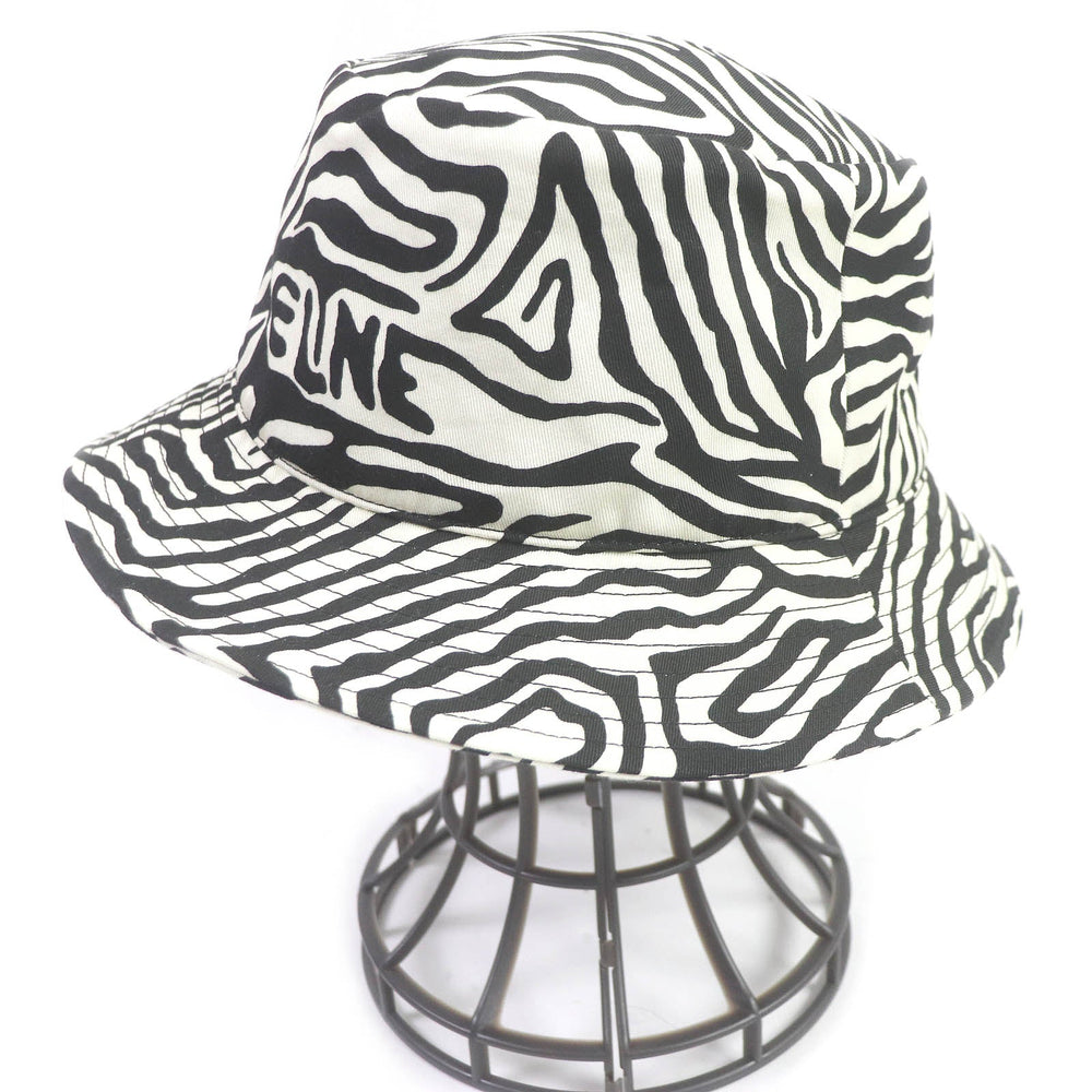 CELINE hat 2AUV1979S Outer: 65% polyester, Outer: 35% cotton, Lining: 100% cotton White black mens L Used Authentic