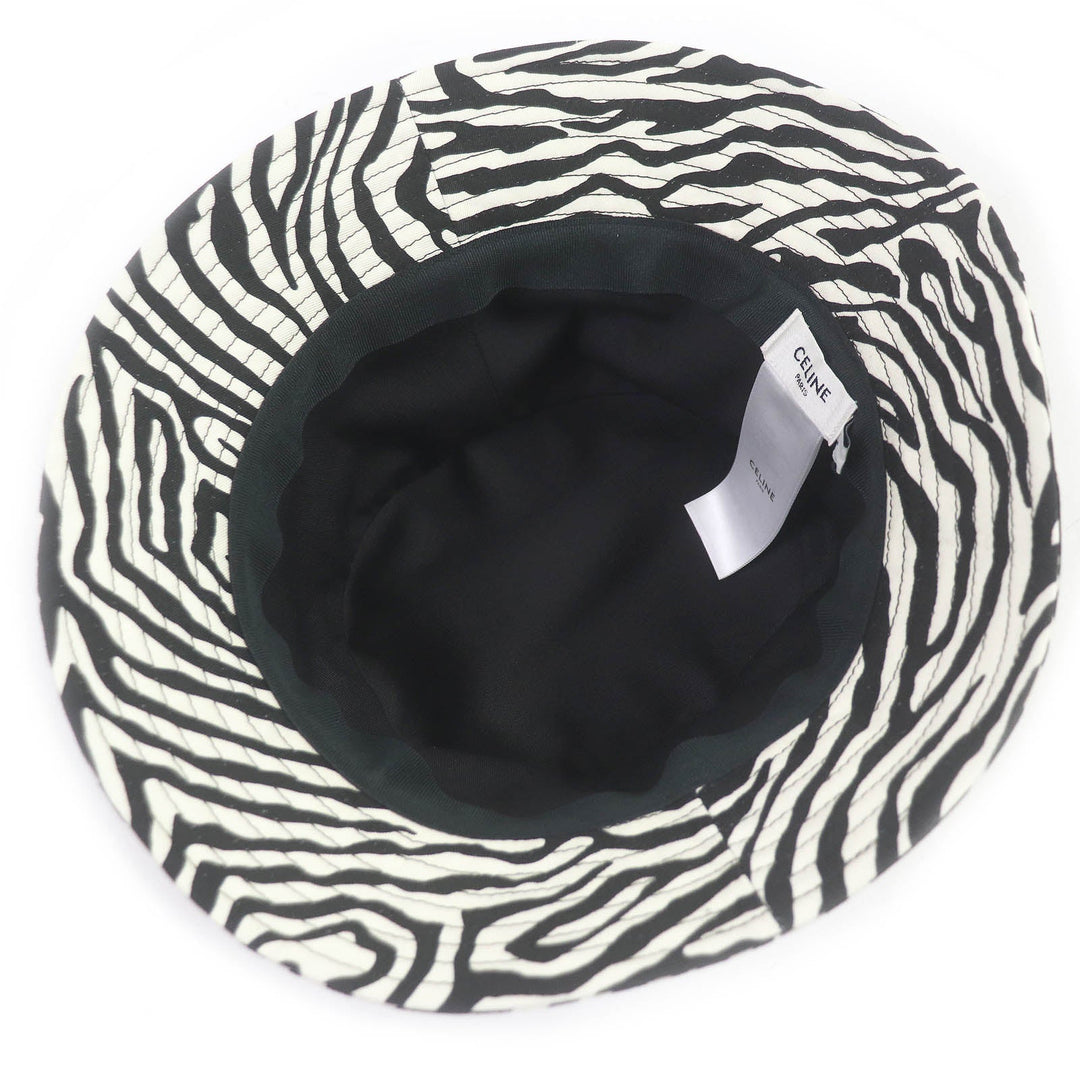 CELINE hat 2AUV1979S Outer: 65% polyester, Outer: 35% cotton, Lining: 100% cotton White black mens L Used Authentic