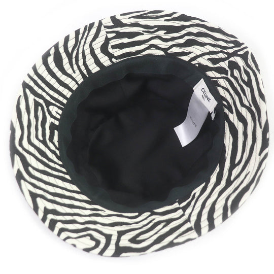 CELINE hat 2AUV1979S Outer: 65% polyester, Outer: 35% cotton, Lining: 100% cotton White black mens L Used Authentic
