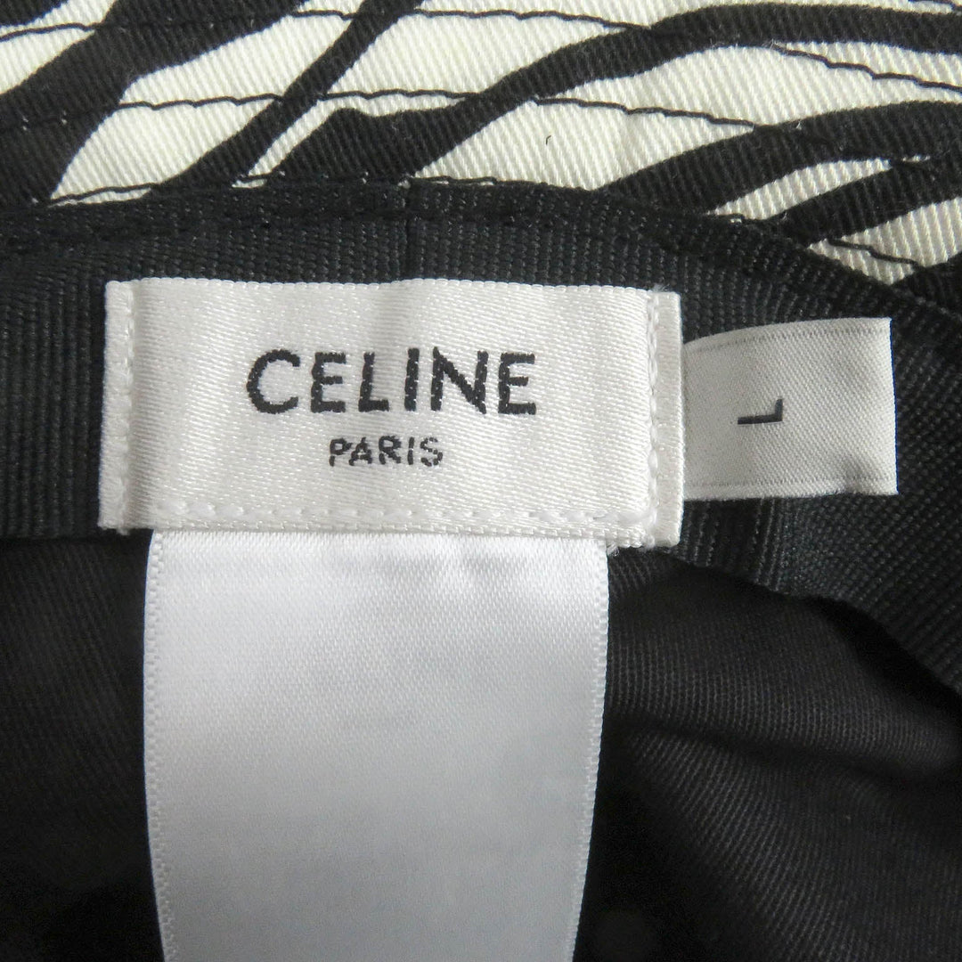 CELINE hat 2AUV1979S Outer: 65% polyester, Outer: 35% cotton, Lining: 100% cotton White black mens L Used Authentic