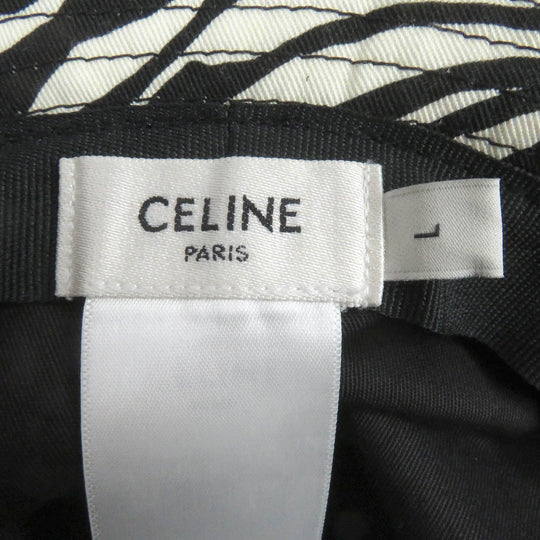CELINE hat 2AUV1979S Outer: 65% polyester, Outer: 35% cotton, Lining: 100% cotton White black mens L Used Authentic