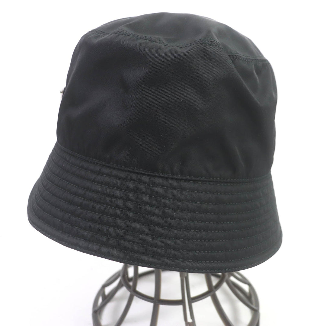 PRADA hat 2HC137 Exterior: 100% recycled polyamide; Lining: 100% cotton; Partially: cowhide black mens L Used Authentic