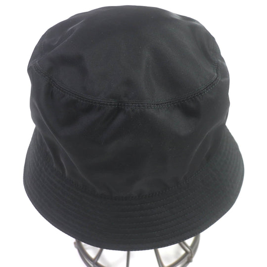 PRADA hat 2HC137 Exterior: 100% recycled polyamide; Lining: 100% cotton; Partially: cowhide black mens L Used Authentic