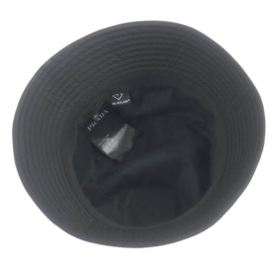 PRADA hat 2HC137 Exterior: 100% recycled polyamide; Lining: 100% cotton; Partially: cowhide black mens L Used Authentic
