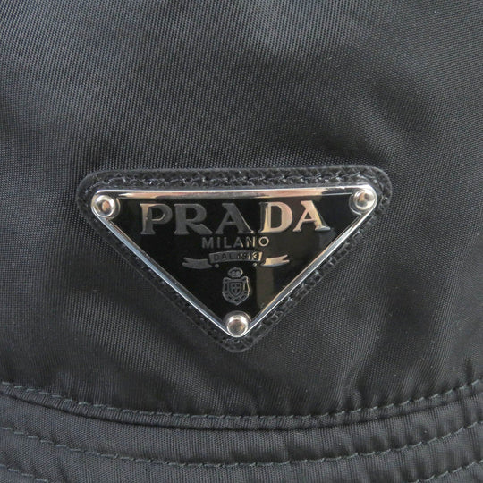 PRADA hat 2HC137 Exterior: 100% recycled polyamide; Lining: 100% cotton; Partially: cowhide black mens L Used Authentic