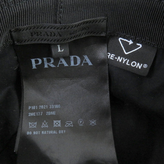 PRADA hat 2HC137 Exterior: 100% recycled polyamide; Lining: 100% cotton; Partially: cowhide black mens L Used Authentic