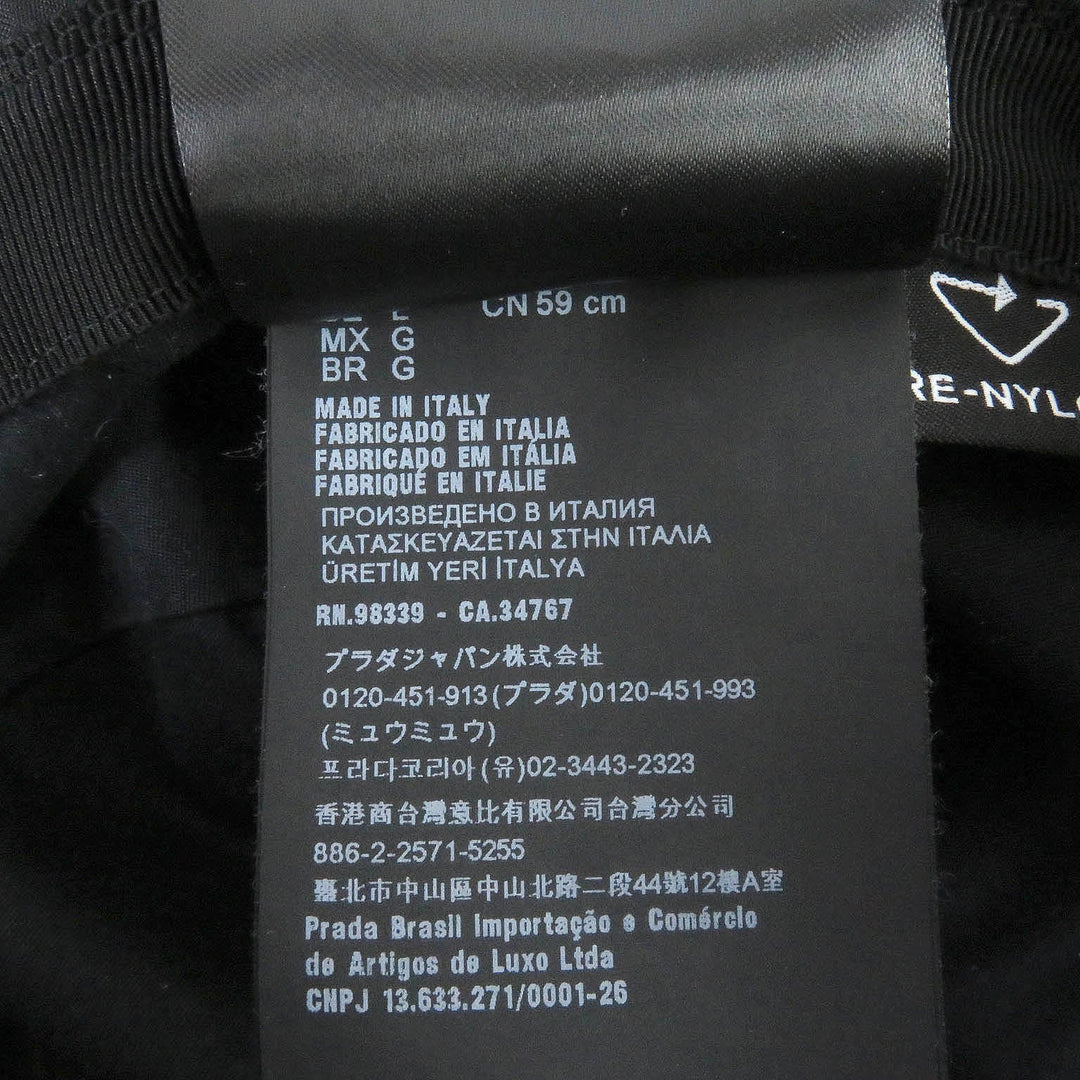 PRADA hat 2HC137 Exterior: 100% recycled polyamide; Lining: 100% cotton; Partially: cowhide black mens L Used Authentic
