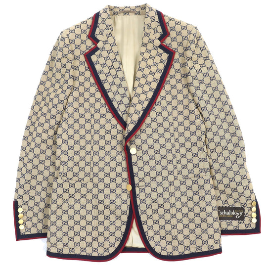 GUCCI 654922 Outer: 100% cotton, Outer: 100% polyester, Lining: 100% rayon, Outer: , Lining 2: 100% rayon Beige navy red mens 48 Used Authentic