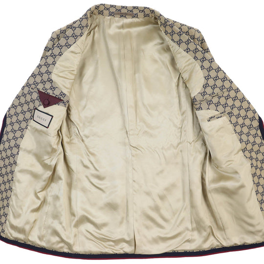 GUCCI 654922 Outer: 100% cotton, Outer: 100% polyester, Lining: 100% rayon, Outer: , Lining 2: 100% rayon Beige navy red mens 48 Used Authentic