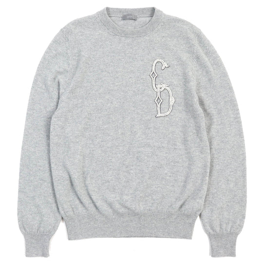 Dior HOMME knit 343M640AT721 Main: 100% cashmere, embroidery: 40% polyester, 35% nylon, 25% vegetable fiber gray mens S Used Authentic