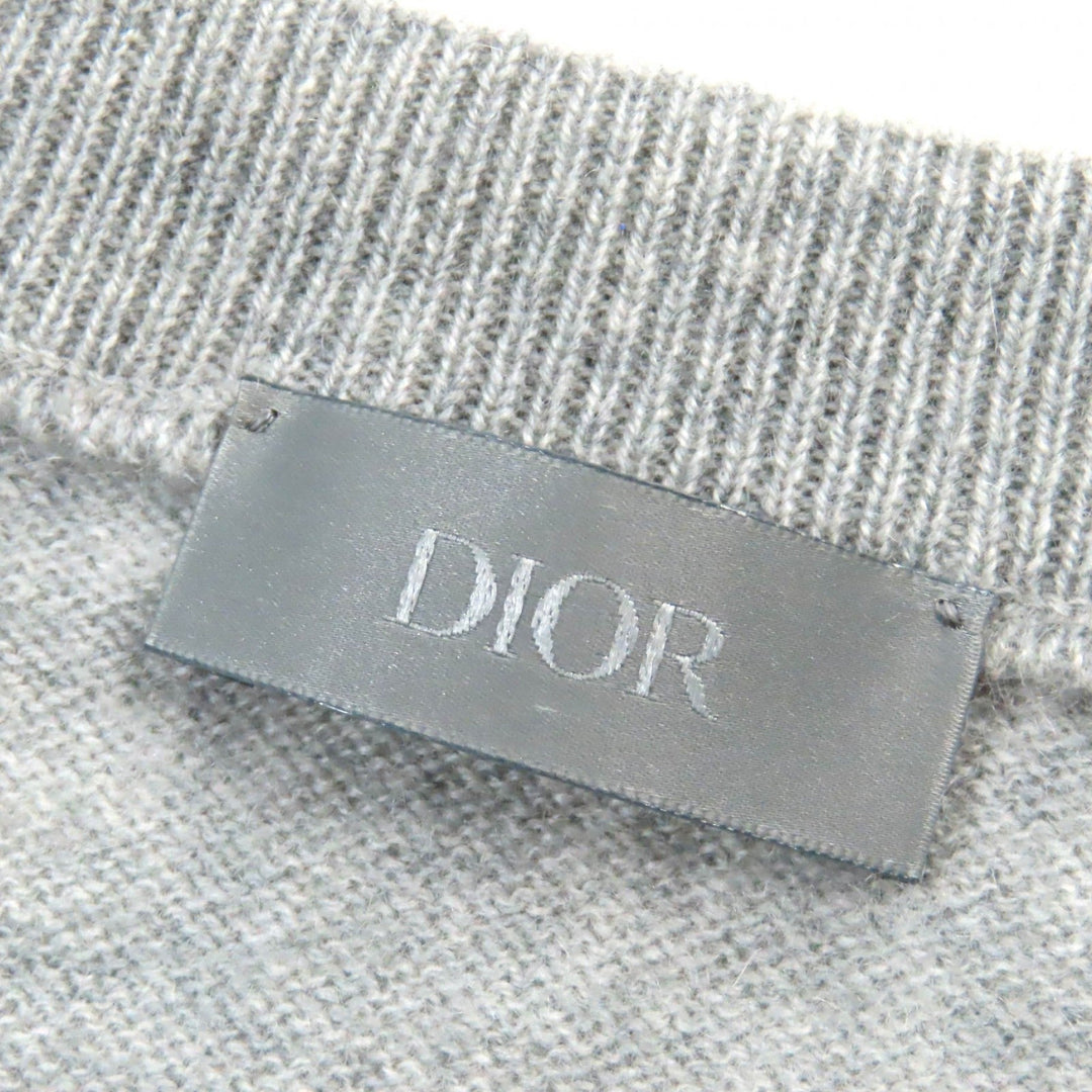 Dior HOMME knit 343M640AT721 Main: 100% cashmere, embroidery: 40% polyester, 35% nylon, 25% vegetable fiber gray mens S Used Authentic