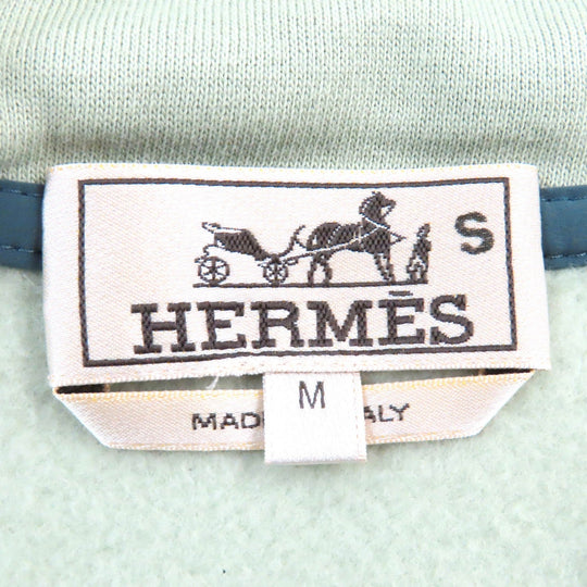 HERMES Hoodie Main: 100% cotton, Switching parts: 80% nylon & 20% polyurethane, Cuffs and hem: 90% cotton, 10% polyurethane, Attached string: 100% cotton Light green type Run H mens M Used Authentic