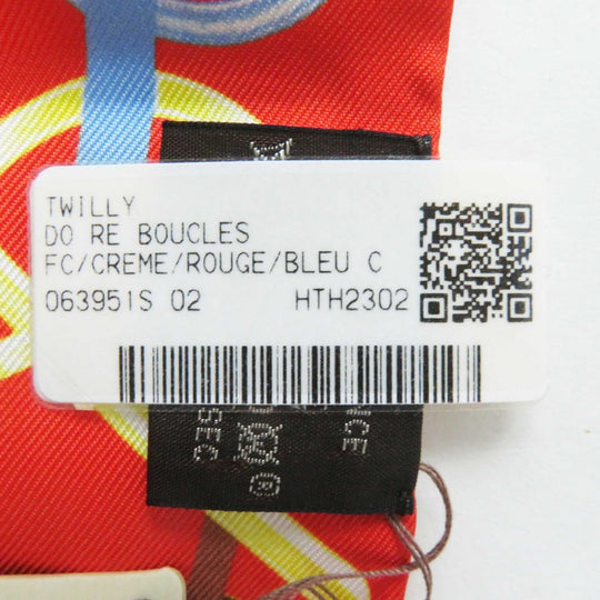 HERMES scarf Main: 100% silk Cream/Rouge/Blue Do Re Boucles Twilly Women Used Authentic