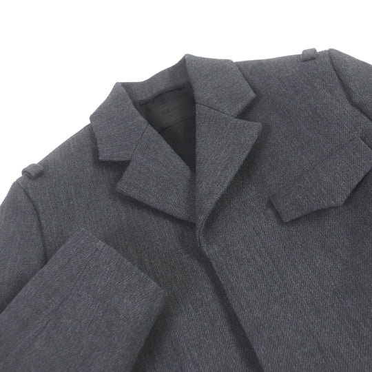 PRADA Blouson SGC362 Outer: 100% virgin wool, Lining: 100% rayon gray mens 48 Used Authentic