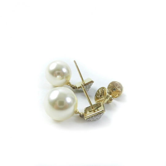 Valentino Garavani Pierce swarovski crystal pearl beads Silver white Women Used Authentic