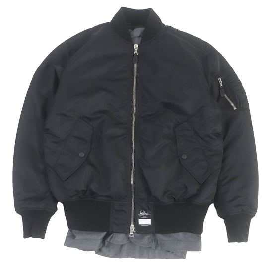 Loro Piana Blouson FAM1063 Main: 100% nylon, Lining: 100% wool, Filling: 100% polyester, Rib: 64% acrylic, 26% wool, 9% polyester, 1% polyurethane, Leather: Cowhide Black Grey mens S Used Authentic