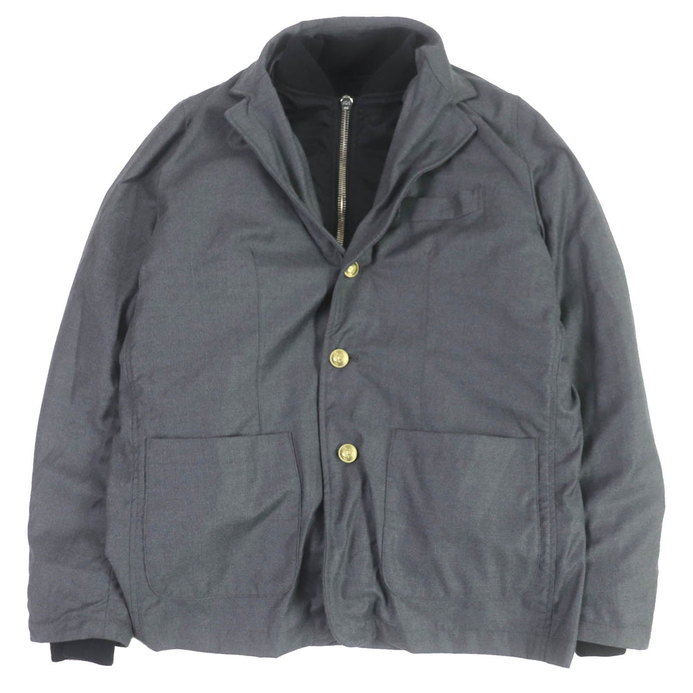 Loro Piana Blouson FAM1063 Main: 100% nylon, Lining: 100% wool, Filling: 100% polyester, Rib: 64% acrylic, 26% wool, 9% polyester, 1% polyurethane, Leather: Cowhide Black Grey mens S Used Authentic