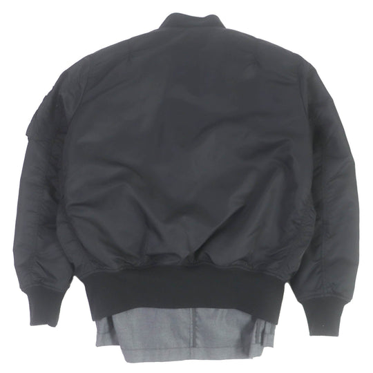 Loro Piana Blouson FAM1063 Main: 100% nylon, Lining: 100% wool, Filling: 100% polyester, Rib: 64% acrylic, 26% wool, 9% polyester, 1% polyurethane, Leather: Cowhide Black Grey mens S Used Authentic