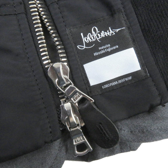 Loro Piana Blouson FAM1063 Main: 100% nylon, Lining: 100% wool, Filling: 100% polyester, Rib: 64% acrylic, 26% wool, 9% polyester, 1% polyurethane, Leather: Cowhide Black Grey mens S Used Authentic