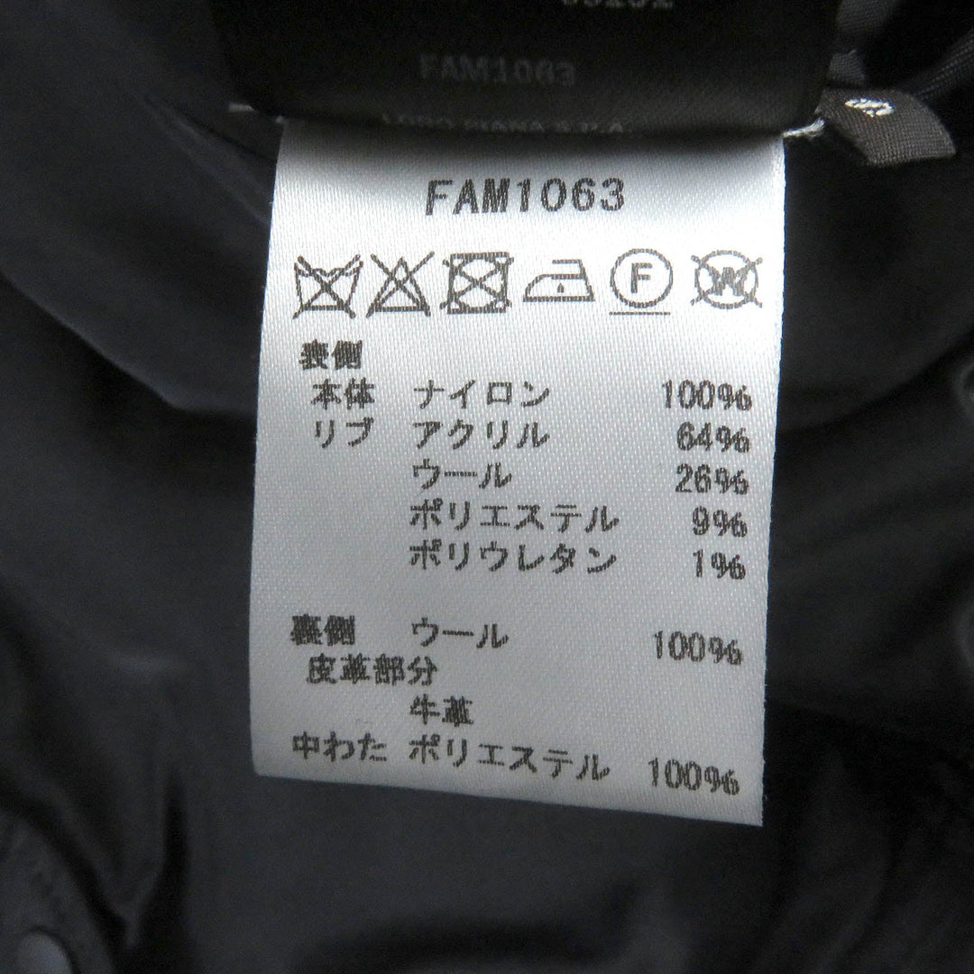 Loro Piana Blouson FAM1063 Main: 100% nylon, Lining: 100% wool, Filling: 100% polyester, Rib: 64% acrylic, 26% wool, 9% polyester, 1% polyurethane, Leather: Cowhide Black Grey mens S Used Authentic
