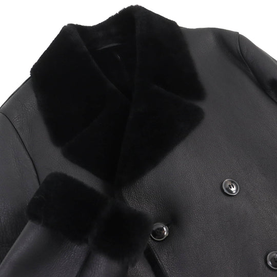 EMPORIO ARMANI Mouton jacket P1B50P P1P23 Main: Lamb fur black mens 48 Used Authentic