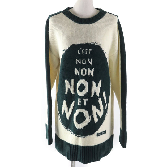 Christian Dior sweater 854S19AM019 Main: 70% wool, Main: 30% cashmere Ivory green J ADIOR 8 Miss DIOR NON NON Women 38 Used Authentic
