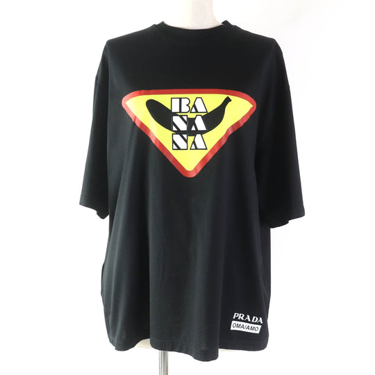 PRADA Short sleeve T-shirt 35976 Main: 100% cotton black Banana Collection Women S Used Authentic