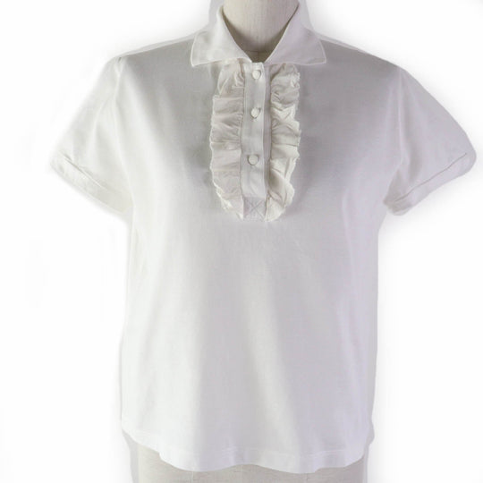 MIUMIU Short sleeve polo shirt Main: 100% cotton, Part: 100% silk white Women S Used Authentic