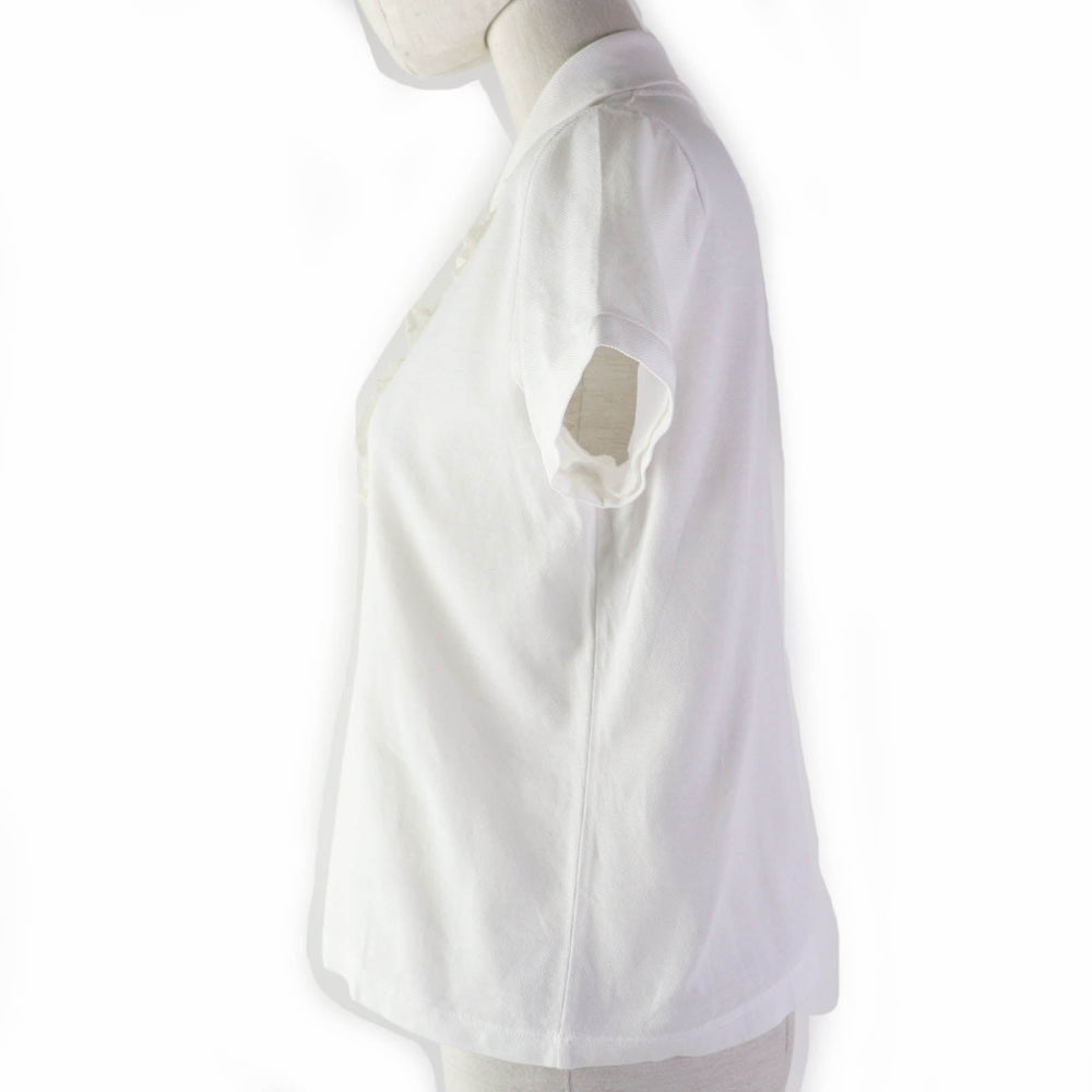 MIUMIU Short sleeve polo shirt Main: 100% cotton, Part: 100% silk white Women S Used Authentic