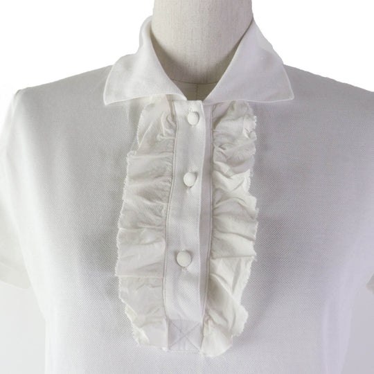 MIUMIU Short sleeve polo shirt Main: 100% cotton, Part: 100% silk white Women S Used Authentic