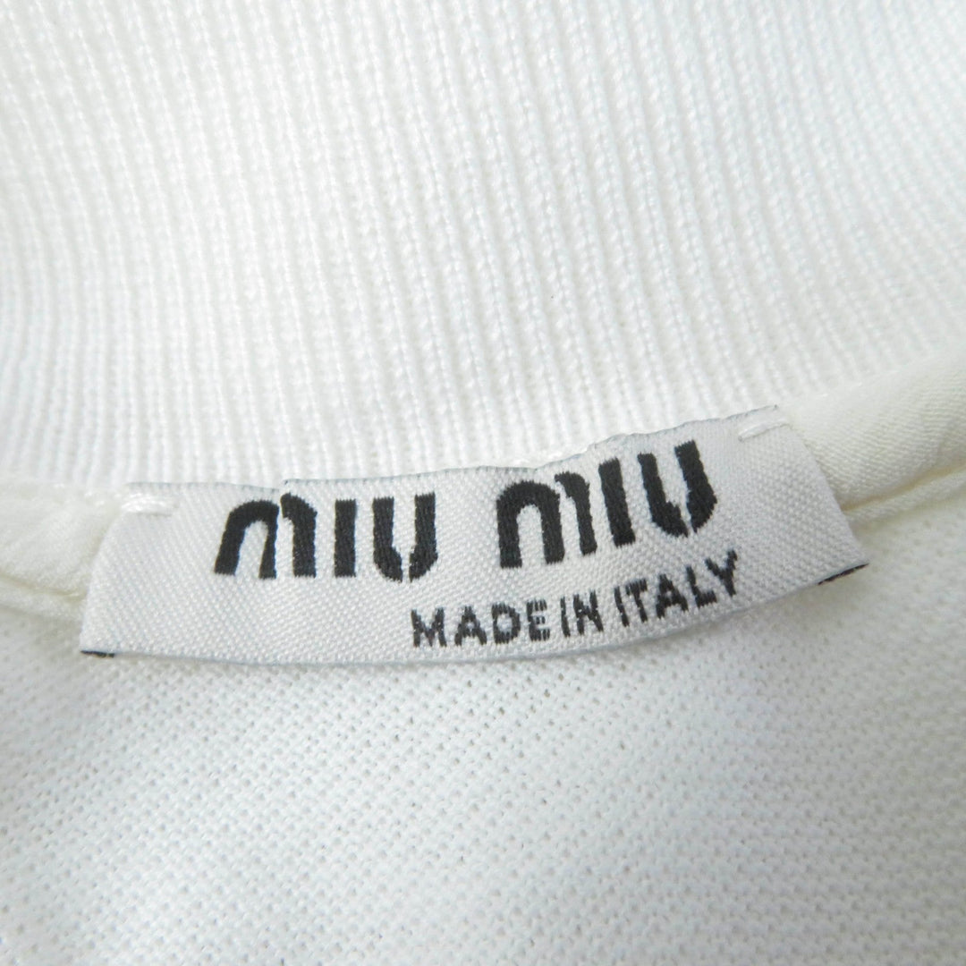 MIUMIU Short sleeve polo shirt Main: 100% cotton, Part: 100% silk white Women S Used Authentic