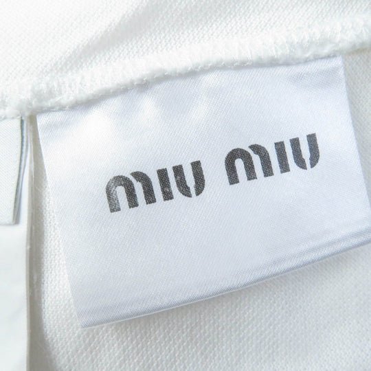 MIUMIU Short sleeve polo shirt Main: 100% cotton, Part: 100% silk white Women S Used Authentic