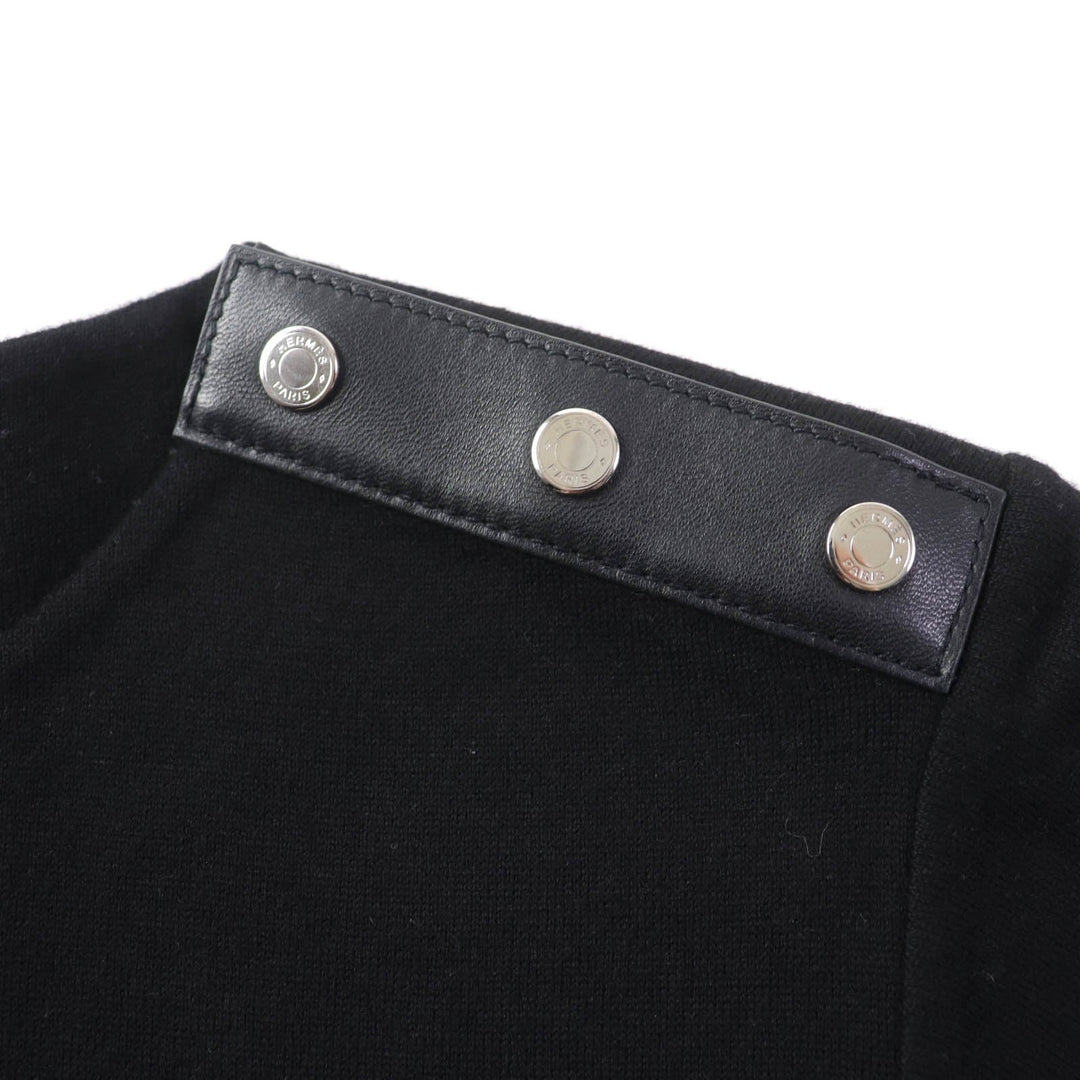 HERMES one piece Main: 99% wool, Main: 1% nylon, Part: Lamb leather black Women 36 Used Authentic