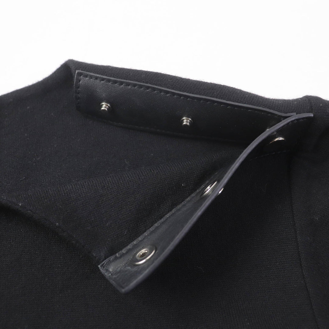 HERMES one piece Main: 99% wool, Main: 1% nylon, Part: Lamb leather black Women 36 Used Authentic