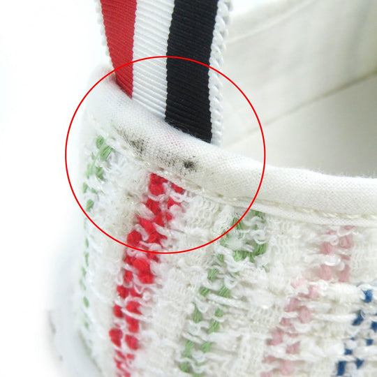 THOM BROWNE Low cut sneakers tweed White multicolor mens 8 Used Authentic