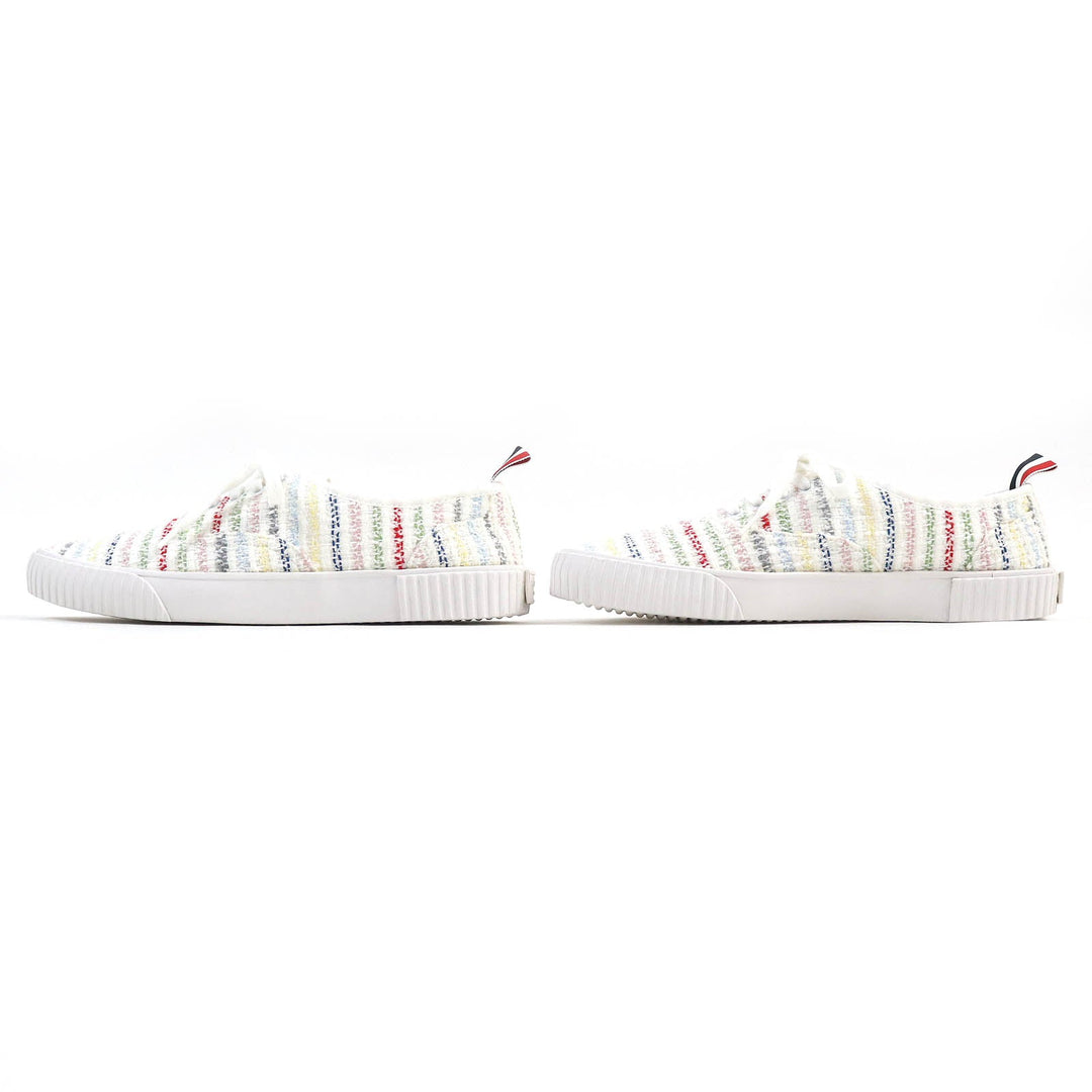 THOM BROWNE Low cut sneakers tweed White multicolor mens 8 Used Authentic
