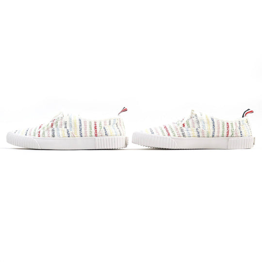 THOM BROWNE Low cut sneakers tweed White multicolor mens 8 Used Authentic