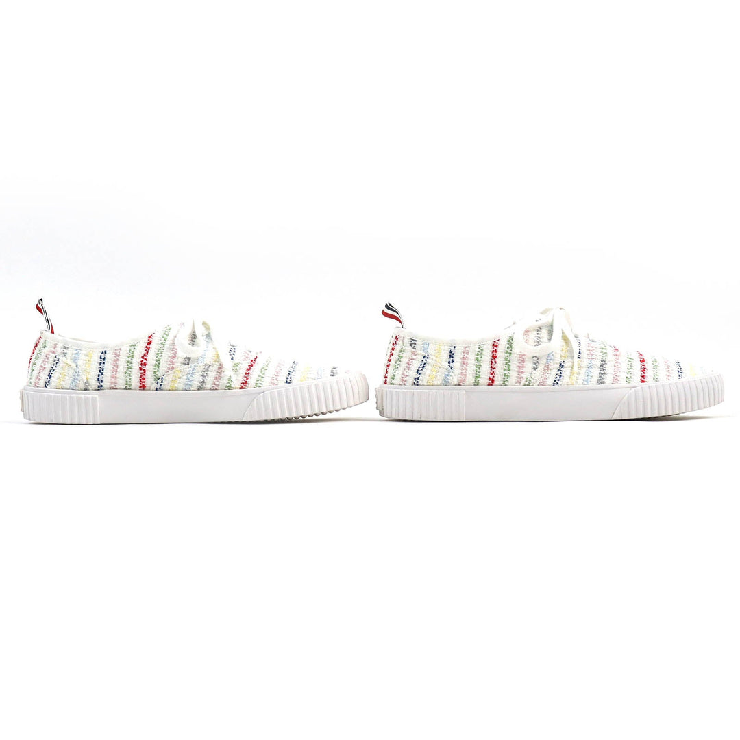 THOM BROWNE Low cut sneakers tweed White multicolor mens 8 Used Authentic