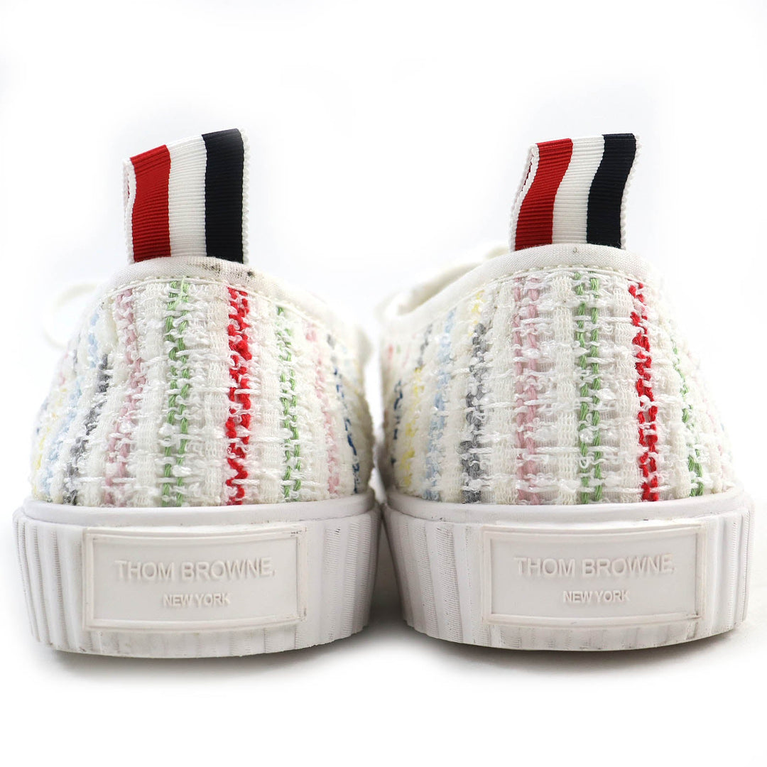 THOM BROWNE Low cut sneakers tweed White multicolor mens 8 Used Authentic