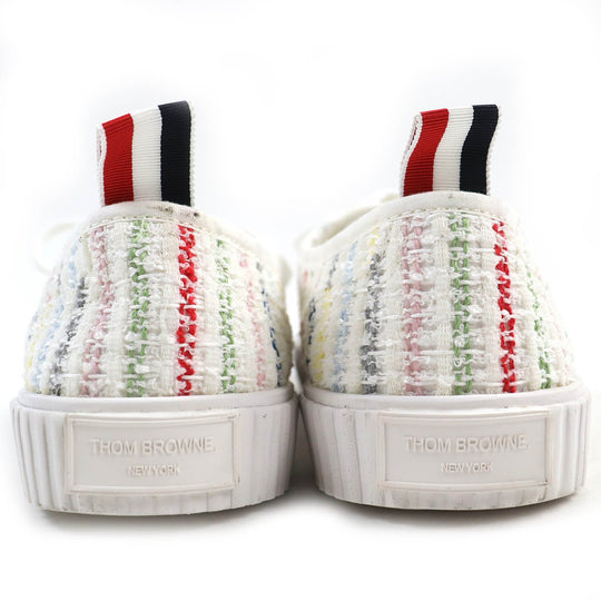 THOM BROWNE Low cut sneakers tweed White multicolor mens 8 Used Authentic